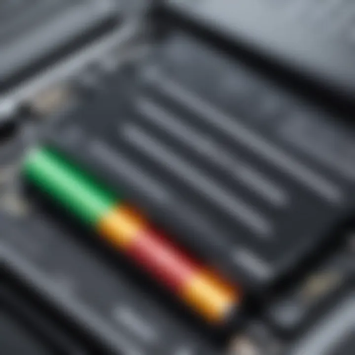 Close-up of laptop battery life indicator