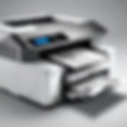 A sleek printer model highlighting its modern design and features.