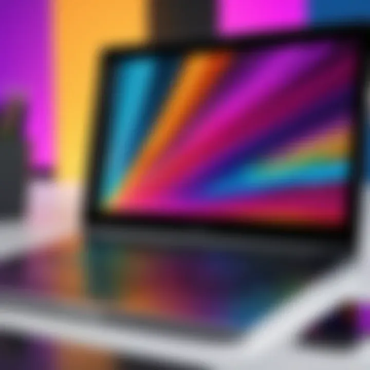 Close-up of laptop display showcasing vibrant colors for editing