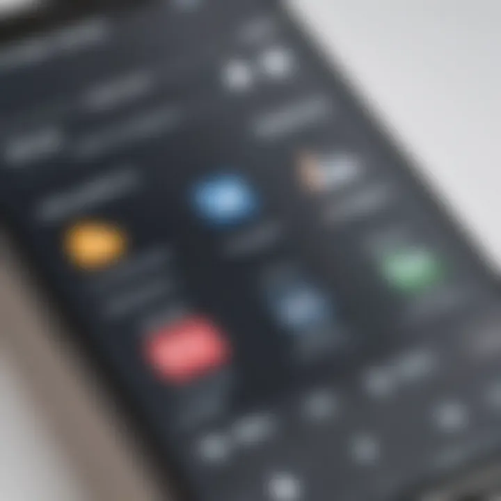 Close-up of user-friendly interface on senior texting phone