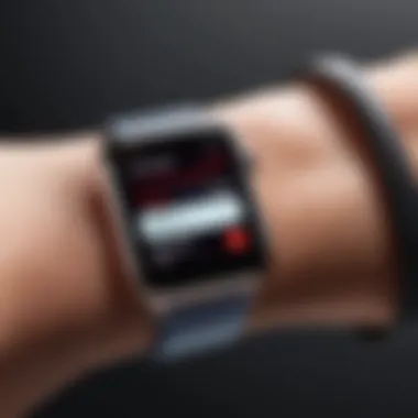 Blood Sugar Monitoring App Interface Detailed interface of a blood sugar monitoring application on an Apple Watch
