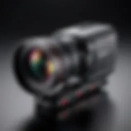 A high-end professional camcorder showcasing advanced lens features