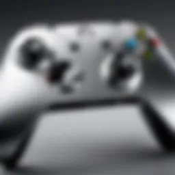 Close-up view of the metal Xbox One controller showcasing its sleek design and metallic finish.