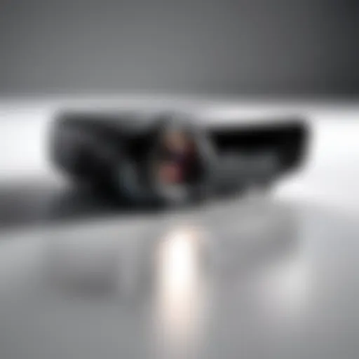 A sleek modern projector showcasing its compact design.
