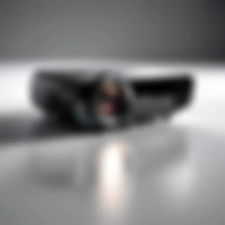 A sleek modern projector showcasing its compact design.