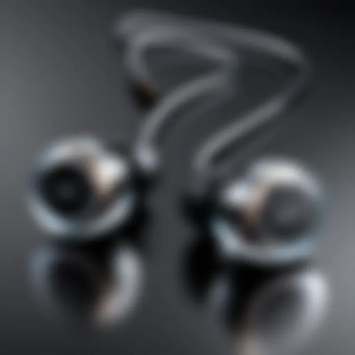 Elegant design of high-performance earbuds with a tech-savvy background