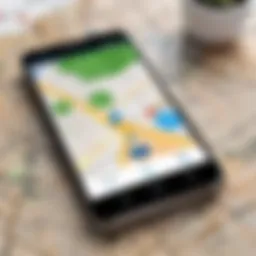 Detailed map interface showcasing mobile locator features