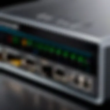 Gigabit Fiber Router Features Detailed view of a gigabit fiber router showcasing its ports and features