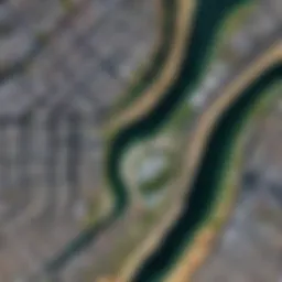 Detailed satellite view of urban landscape