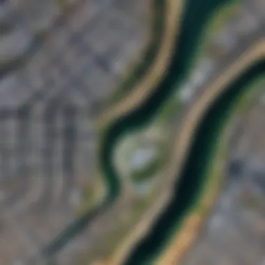 Satellite Imagery in Google Maps Detailed satellite view of urban landscape