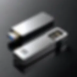 Sleek design of a metal USB flash drive showcasing its modern aesthetic.