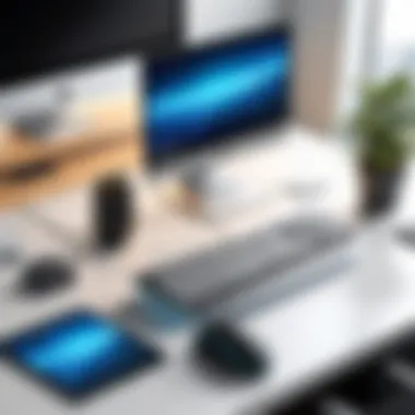 Ergonomic Setup for Enhanced Productivity An ergonomic personal computer desk setup emphasizing comfort and productivity.