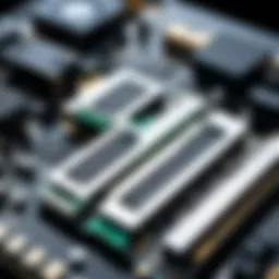 Detailed view of dual video card setup in PC
