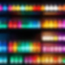 Variety of colored light bulbs displayed on a store shelf